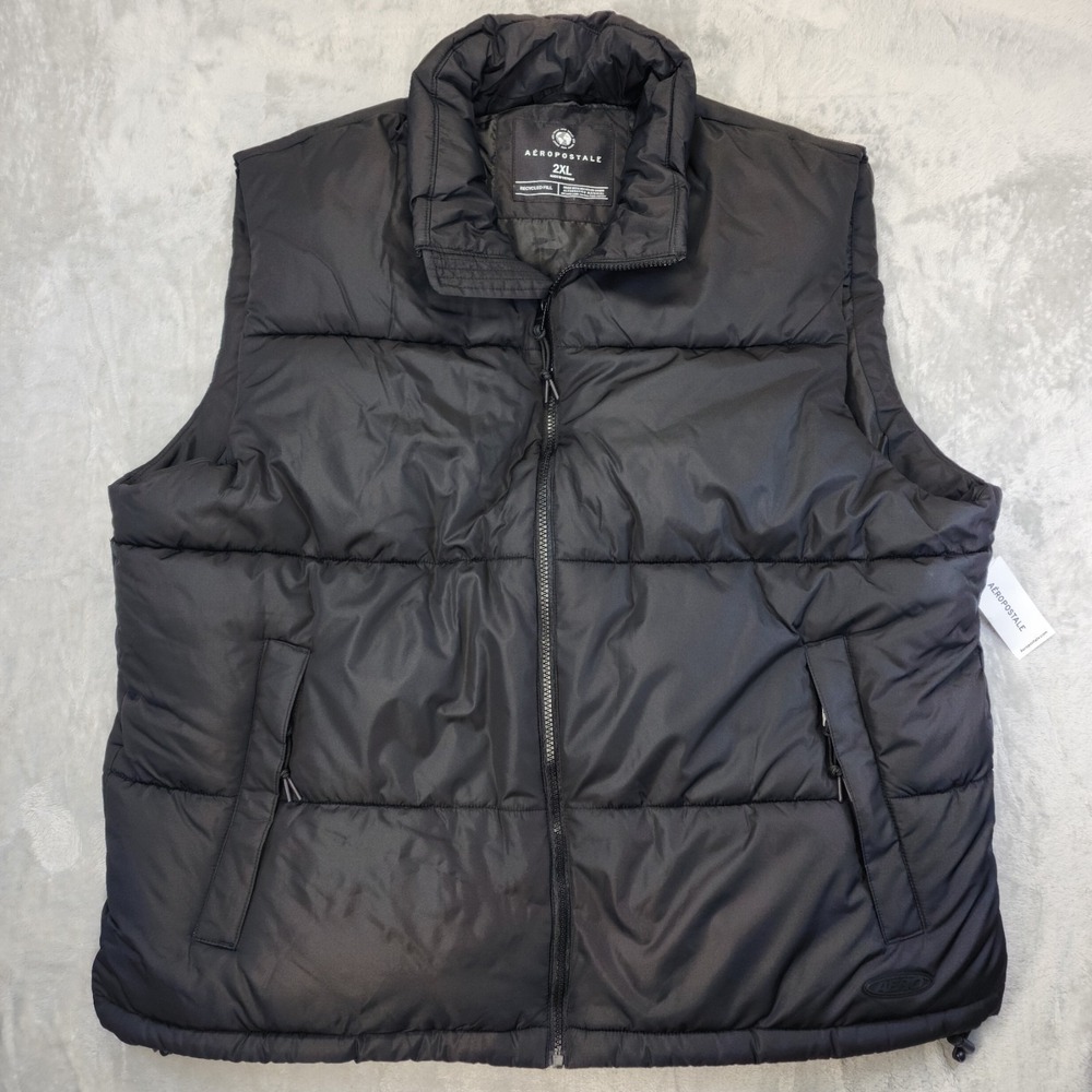 Aeropostale Mens Puffer Vest Oxford XXL Black